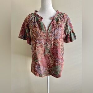 Democracy Women's Embroidered Eyelet Top Dusty Grape Medium Colorful Tropical